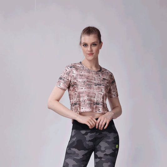 Girls Moisture Socker Snake Print Cropped Top WU24/0021