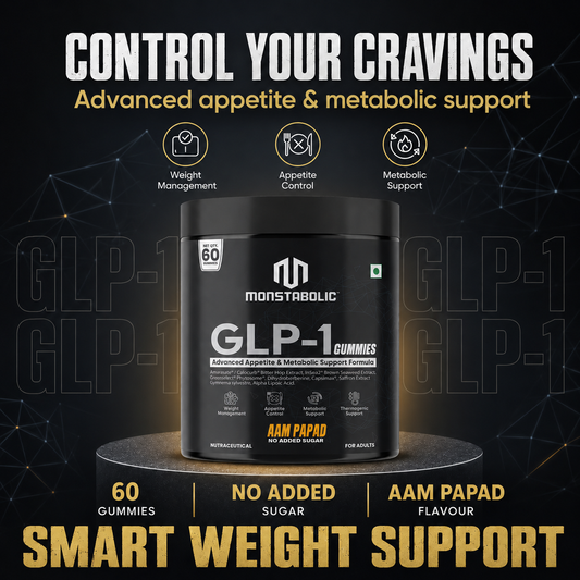 Monstabolic GLP-1 Gummies | Advanced Appetite & Metabolic Support Formula | Weight Management & Appetite Control | No Added Sugar | Aam Papad Flavour | 60 Gummies