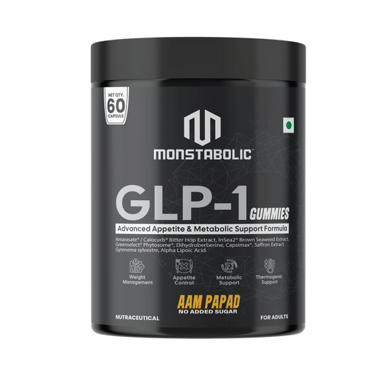 Monstabolic GLP-1 Gummies | Advanced Appetite & Metabolic Support Formula | Weight Management & Appetite Control | No Added Sugar | Aam Papad Flavour | 60 Gummies